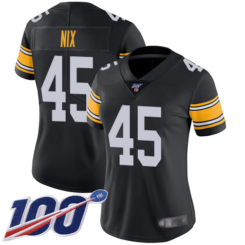 Women Pittsburgh Steelers Football #45 Limited Black Roosevelt Nix Alternate 100th Season Vapor Untouchable Nike NFL Jersey->pittsburgh steelers->NFL Jersey